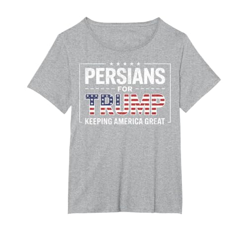 Persians for Trump Keeping America Great T-Shirt, Women's Plus, Heather Grey, 5X
