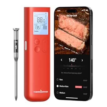 ThermoMaven Wireless Meat Thermometer, 10X Enhanced Signal and Stability with Sub-1G, Standalone Base with Display &amp; Control, Certified Accuracy ±0.5°F, WiFi Unlimited Range for BBQ, Oven,Smoker,Grill