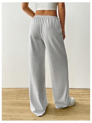 Women's Drawstring Waist Straight Streetwear Long Wide Leg Sweatpants Casual Loose Baggy Workout Long Summer Pants3