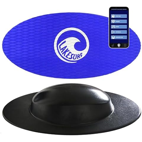 Wakesurf Balance Board by Lakesurf - with Motion Tracking App & Phone Mount for Wakesurfing Simulation, Games, Fitness Training, and Tutorials (Royal Blue) Cover