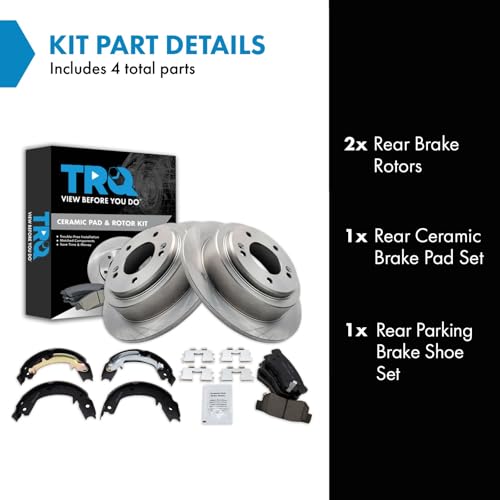 Image of TRQ Rear Brake Pad and Rotor Set Ceramic Compatible with 2004-2006 Kia Amanti