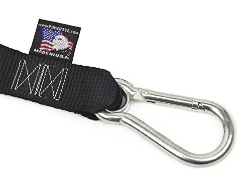 PowerTye 1.5in x 6.5ft Heavy-Duty Yellow-Zinc Ratchet Tie-Downs, Made in USA with Soft-Tye and Carabiner Hooks, Orange/Black (pair) - Thumbnail 7