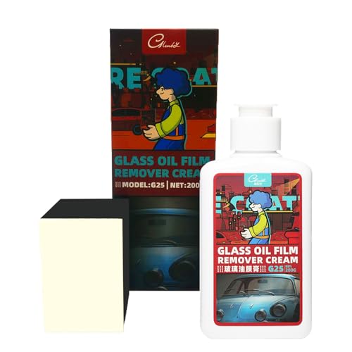 uncakil Automotive Oil Film Cleaning Glass Oil Film Cleaner Auto Glass Film Removal Paste Car Windshield Glass Oil Film Cleaning Remover Oil Repellent Film for Car Windows and Home Window(200g)