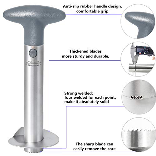 Pineapple Corer, [Upgraded, Reinforced, Thicker Blade] Newness Premium Pineapple Corer Remover, Stainless Steel Pineapple Core Remover Kitchen Tool With Sharp Blade For Diced Fruit Rings, Gray #TOP6