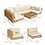 Outsunny 7 Piece Wicker Patio Furniture Set, Modular Outdoor Sectional with Thickened Cushions, Rattan Outdoor Furniture Conversation Set with Slatted Acacia Wood Table for Backyard, Khaki/Beige