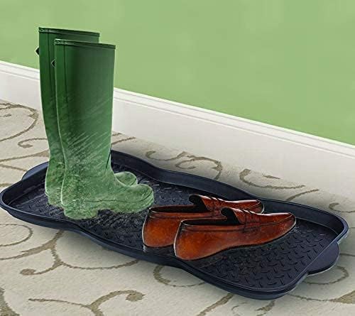 Miniatura 6 de Superio Bandeja multiusos para botas y zapatos, negro, 29.75 x 15 pulgadas, redonda, festoneada, protege los suelos del agua y la suciedad,