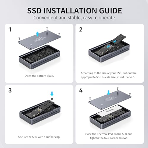 Minisopuru 40Gbps M.2 NVMe SSD Enclosure with Thunderbolt Cable, 8TB Thunderbolt NVME Enclosure for M1 M2 Pro/Max, USB4/3.2/3.1/3.0/2.0, Thunderbolt Enclosure Support 2280/2260/2242/2230 M & B+M-Key - Image 6