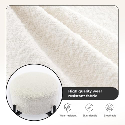 Set de 4 Butacos Modernos para Barra 26" Sin Respaldo, Asiento Redondo Acolchonado Blanco con Giratorio 360° para Isla de Cocina y Pub en Casa miniatura 6