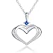 Caperci Sterling Silver Princess Cut Created Blue Sapphire Heart Pendant Necklace for Women, 18"