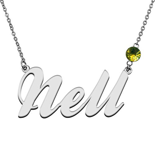 GR859C Personalized Charm Name Necklace with Birthstone for Best Friends Nell