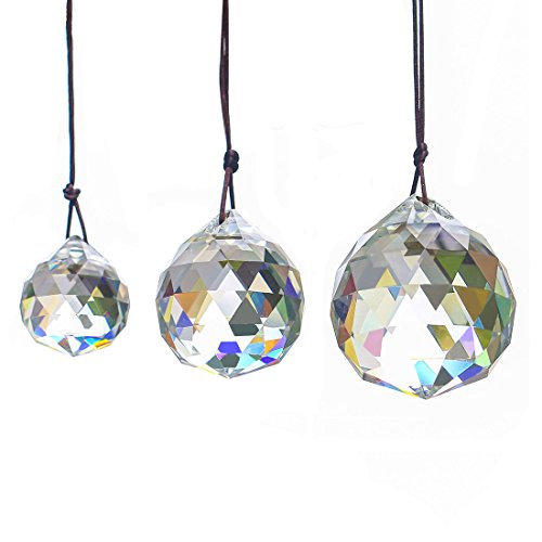 H&D HYALINE & DORA 30/40/50mm Faceted Suncatcher Crystal Ball Chandelier Prisms Ceiling Lamp Lighting Hanging Drop Sun Catcher Pendants 3pcs (Clear-Set)