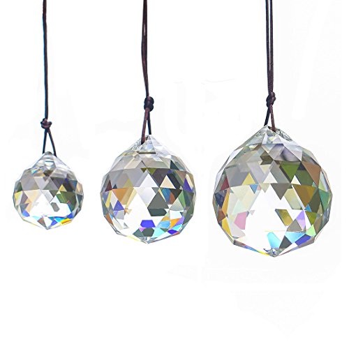 ceiling light crystal balls - H&D HYALINE & DORA 30/40/50mm Faceted Crystal Ball Chandelier Prisms Ceiling Lamp Lighting Hanging Drop Pendants 3pcs (Clear-Set)