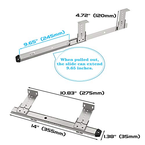Frmsaet Heavy Duty 12/14/16/18 Inches Thickness Steel Construction Ball Bearing Keyboard Slides Keyboard Drawer Slides Tray Accessories Cabinet Furniture Hardware Rails (14 Inches, Silver) #TOP3