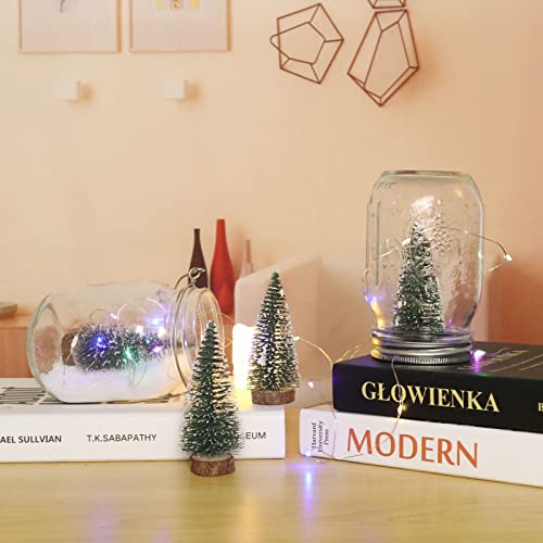 10Pcs 4Inch Mini Snow Frost Trees Mini Christmas Tree Plastic Winter Snow Ornaments Tabletop Trees For Holiday Party Diy Room Decor Home Table Top Christmas Decoration #TOP3