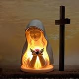woyoo Jungfrau Maria LED Andachts-Nachtlicht-Lampe – Elegante religiöse Porzellan-Statue, Wand-/Tischlampe, katholische Gebetsdekoration für Zuhause, Schlafzimmer, Wohnzimmer, Büro mit weichem