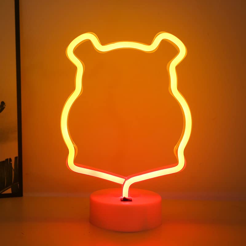 Veilleuse néon, néon LED, fonctionnement sur batterie/USB veilleuses avec piédestal barre lumineuse au néon chambre fête mariage (trèfle à quatre...