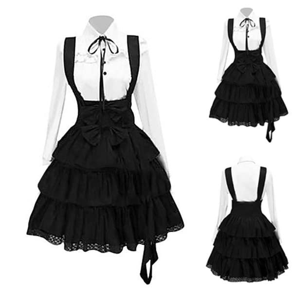 Damen Gothic Kleider Sale Punk Lolita Kleid Steampunk Spitzenkleid Goth Kostüm Schleifenkleid Renaissance Einschulungskleid Cosplay Party Dress Lolita Süßes Kleidung für Halloween Karneval Party