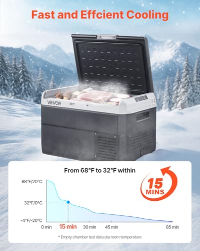 VEVOR Kompressor Kühlbox 40 L, Tragbarer Autokühlschrank mit Einstellbarer Temperatur & App-Steuerung, Kühlschrank 12/24 V DC und 100–240 V AC für Outdoor Camping Reisen und Wohnmobile