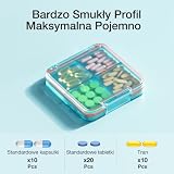 Ultra Cienki Organizer na Tabletki QUARDINE, Etui do Torebki z Wyjmowanymi Przegrodami i Silikonową Uszczelką Chroniącą Przed Wilgocią, Przenośna Podróżna Pudełko na Leki z 4 Komorami (Zielony)