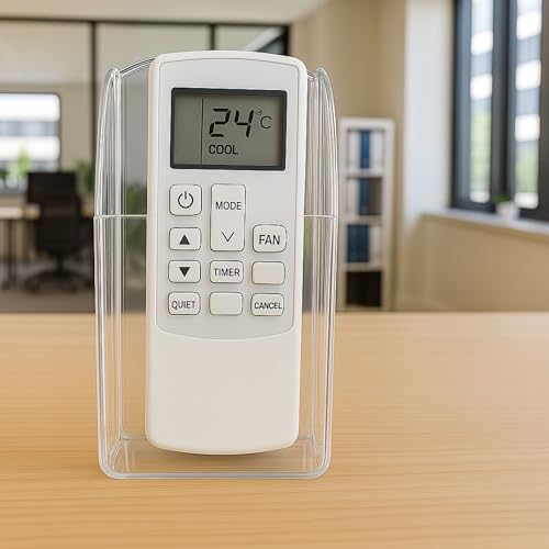 Image of Hian Wall Mounted Remote Holder with Self-Adhesive Hook | Transparent PET Organizer for TV & AC Remotes, Pens & Stationery | No Drill Space Saving Storage for Home, Office & School (Pack of 1)