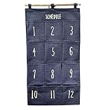 MORYTRADE ウォールポケット 壁掛け式 吊下げ 12ポケット 収納 ナンバー ナチュラル (デニム)