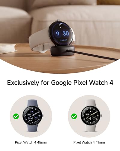 Image of Charger for Google Pixel Watch 4, 5W Fast Replacement Charging Dock Cable for Pixel Watch 4 (41mm /45mm) Black
