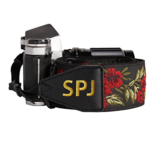 Art Tribute Custom Made, Name Or Initials Embroidered To A Beautiful Red Flowers Camera Strap - Make Your Strap Unique! Get Your Own Personalized Camera Strap #TOP14