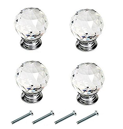 Xsayjia Bouton de Meuble Cristal Poignée Diamant Décoration Meuble Armoire Tiroir Placard Verre Knob(30mm) Cover