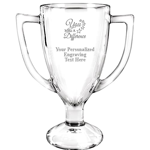 Image of Crown Awards 7 inch Custom Engraved Cup Trophy, Personalized Glass Cup Award with Your Text