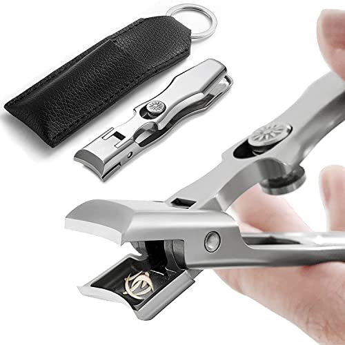 Image of MAYCREATE Nail Clippers For Men Stainless Steel Nail Cutter with Leather Cover Toenail Clippers for Thick Nails, Professional Nail Cutter