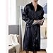 Men's Satin Robe Silky Bathrobe Soft Comfy Casual Bathrobe Fashion Comfy Solid Color Long Loungewear with Pocket