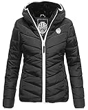 Navahoo Damen Jacke Steppjacke Übergangsjacke gesteppt Stepp Herbst B675 [B675-Elv-Schwarz-Gr.XS]