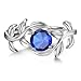 Yaresul Adjustable Branch Leaf Blue Sapphire Ring for Women 925 Sterling Silver Created Sapphire Engagement Ring Stackable Statement Ring Anniversary Valentines Band Width 2.25mm Open Size 5-9