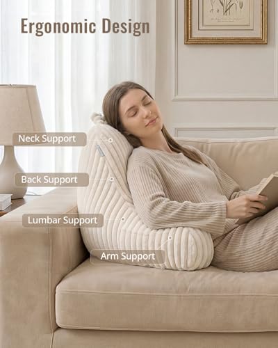 image for Blissful Diary Reading Pillow for Sitting in Bed, Flannel Back Pillow 