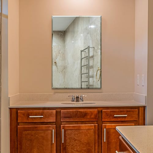 Ruomeng Wall Mirror Beveled Edge Frameless Mirror 24&rdquo; x 36' Accent Mirror for Bathroom Vanity and...