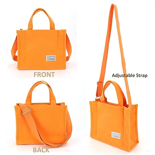 Image of UERRUAM Tote Bag for Women with Compartments,Corduroy Tote for Work Travel College Book Bag Women Purse Handbag Crossbody Bag