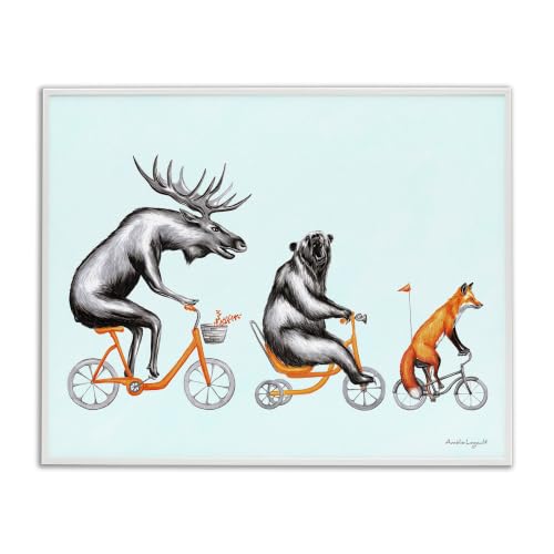 Wildlife Animals Riding Bikes, 16 x 20 Inch Framed Giclée Print