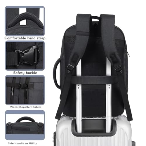 Image of TECHYBEE 45 L Expandable Travel Backpack - Flight Approved Carry On Weekender Bag with 16-Inch Laptop Compartment - Anti-Theft Large Business & College Daypack (Black)