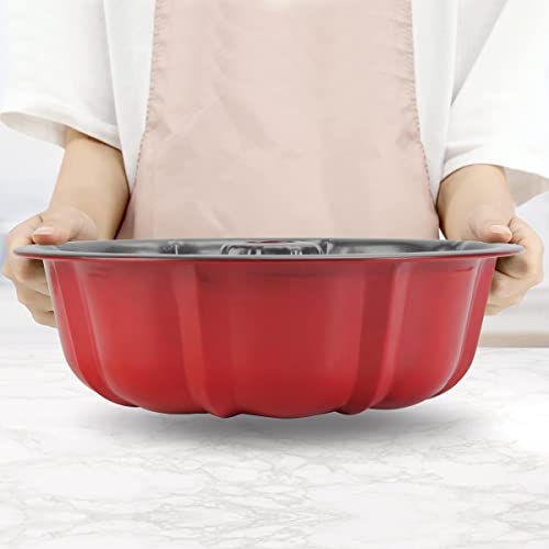 Oamceg 2 Pack Bunte Cake Pan Nonstick, 10 Inch Fluted Tube Cake Pans For Baking, 12 Cups Heavy Duty Carbon Steel Tube Pan Baking Mold For Buntelet, Bavarois, Brownie, Jello, Flan, Meatloaf (Red) #TOP3