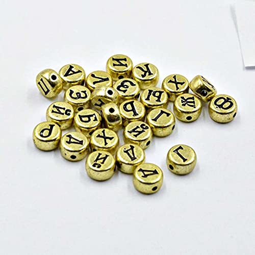 LJHG Beads de Letras Rusas al Azar 7mm 100 unids/Lote Hecho a Mano Coloridas Perlas de acrílico Bricolaje la fabricación de Joyas de Bricolaje para el Collar de Pulsera accesorie-D003 Cover