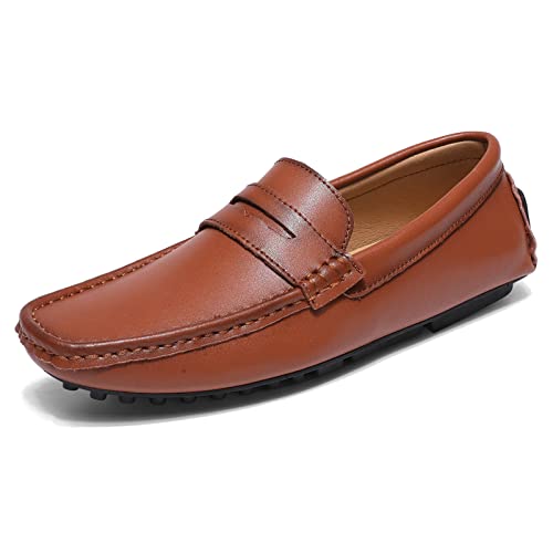 Men's Flat Penny Loafer Leather Slip on Dress Driving Moccasins Casual Shoes