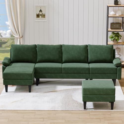 Trygoal 115 Inch Modular Sectional Sofa with Storage Ottoman, Modern