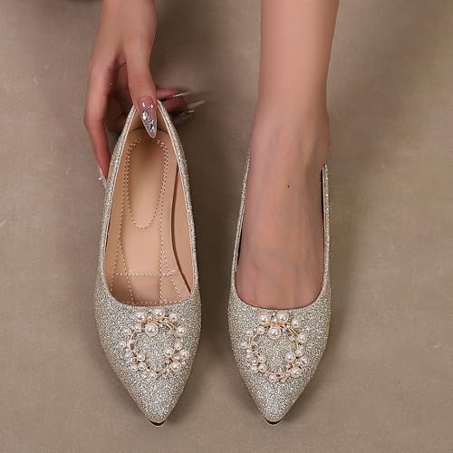 Pointed Toe Wedding Flats for Women Comfortable Ballet Dressy Flat Women's Slip On Ballet Shoes 5