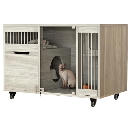 人気 猫ケージ 大型 1段 トイレ付き 無垢材 + ガラス キャットケージ キャスター付き 移動も簡単 おしゃれ 子猫用ゲージ 静音設計 留守番 DIY 組み立て簡単 ロック付き 脱走防止 広々空間 多頭飼い 通気性が良い 保護用 防臭 室内用 ペット用品