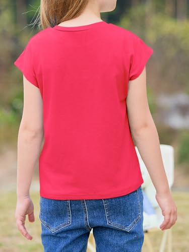 Image of Imily Bela Girls Short Sleeve T Shirts Crew Neck Cap Sleeve Tank Tops Casual Loose Summer Shirt Kids 5-14 Years