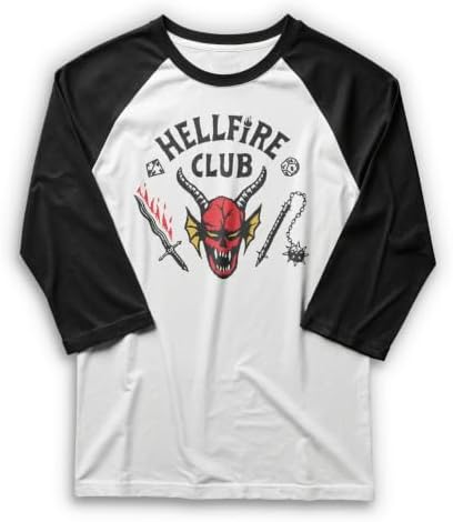 Stranger Things mens Hellfire Club 3/4 Sleeve Raglan Tee T-Shirt (pack of 1)