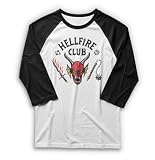 Men's Stranger Things Hellfire Club Costume Baseball Tee - White/Black - Small