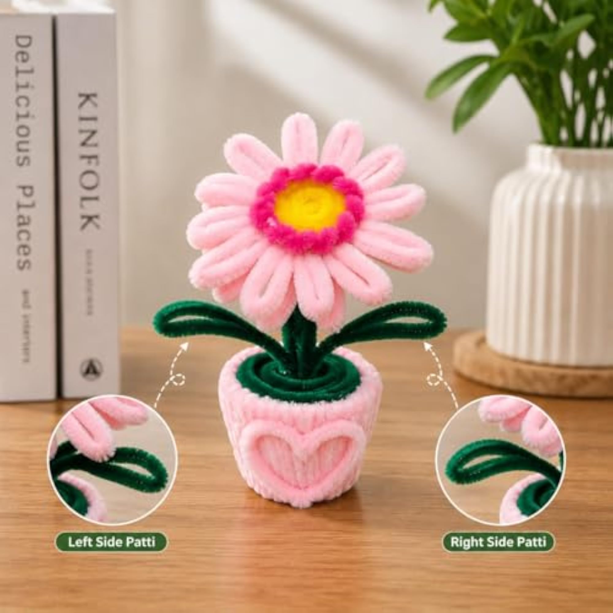 Handmade Artificial Daisy Flower Pot, Cute Mini Tabletop Decor