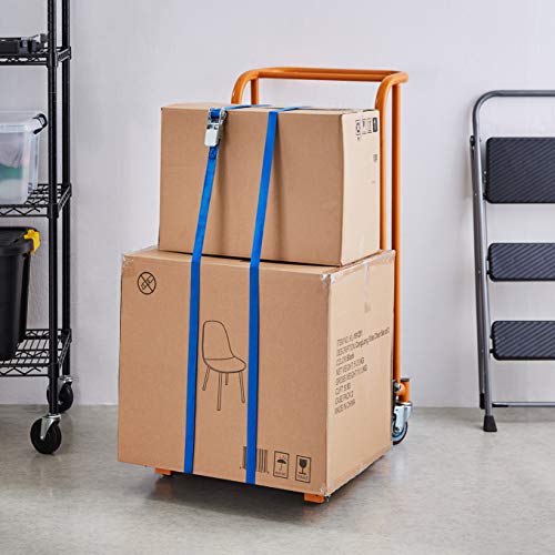 Amazon Basics Spanngurte mit Ratschenschloss, 6 m lang, 25 mm breit, Belastbarkeit 800 kg, entspricht DIN EN 12195-2, 10 Stück, Blau