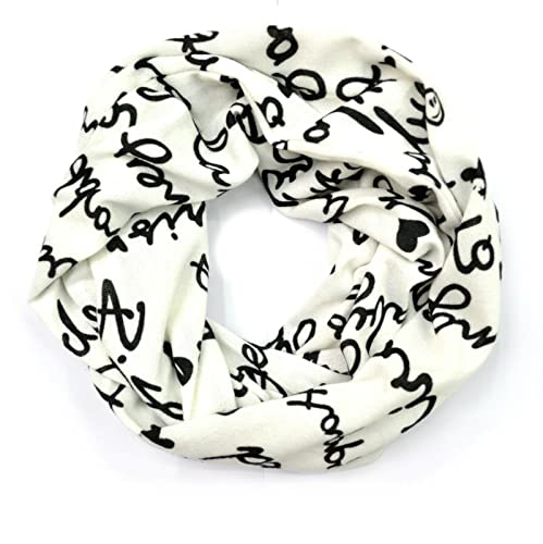 Euly Strickschal Loop Schal Rundschal Schlauchschal Halstuch Winter Schal Damen (Schrift Weiß) Cover